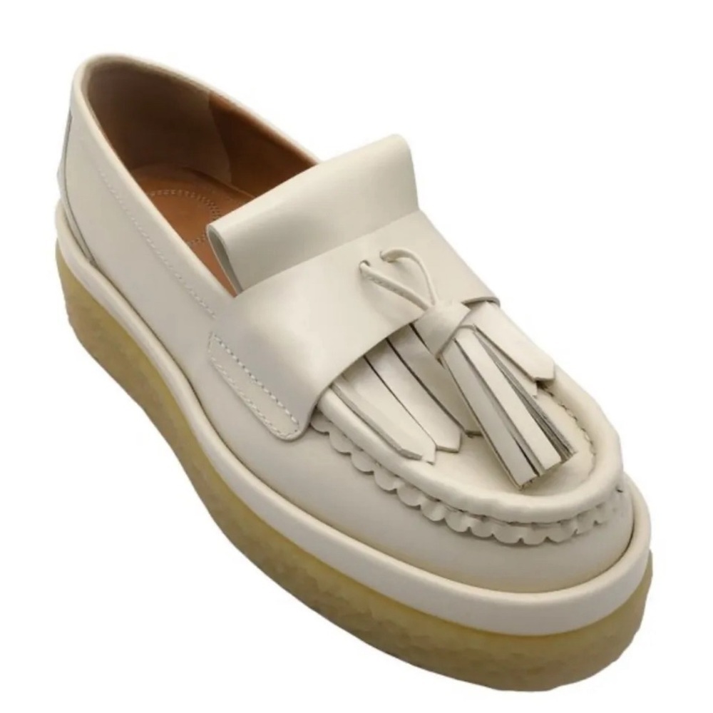 Chloé Jamie Tassel Platform Loafers Cream Leather Size 7 NWT